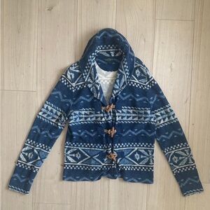 Lauren Ralph Lauren Blue Patterned Cardigan with Toggle Buttons XL